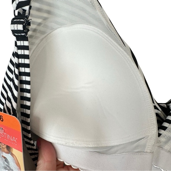 Christina Black‑White Striped Tankini Swim Top 16 Nautical Chic Plus Comfort - Picture 10 of 14